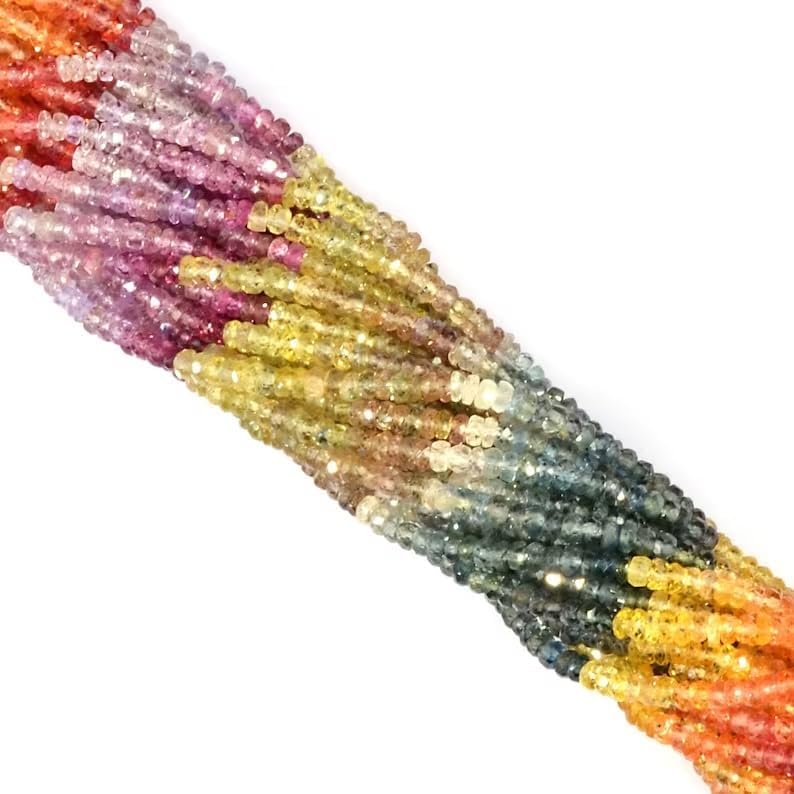 Multi Sapphire Faceted Rondelle Shape Beads 3mm DIY Jewellery Making Beads Loose Gemstone Healing Gemstone