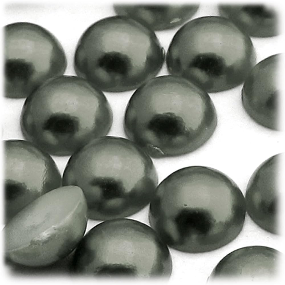 The Crafts Outlet 10000-pc Pearl Finish Half Dome Beads, Round, 12mm, Charcoal Gray
