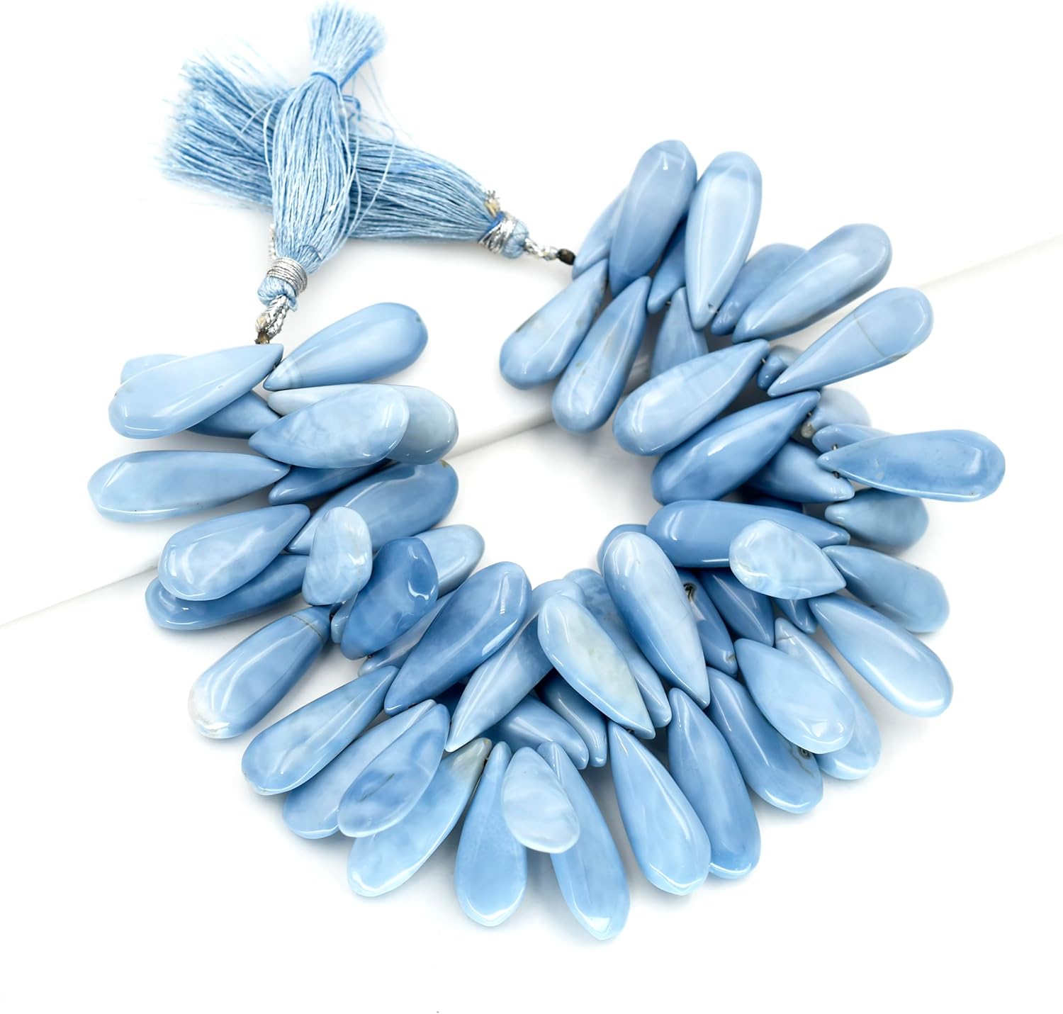 Natural Blue Opal Gemstone for Pendant Necklace Healing Crystal Loose Stone Beads for Jewelry Making DIY Craft Project Faceted Bead Wholesale Lot 10X24 to 10X27 mm Beads 8 Inch Strand