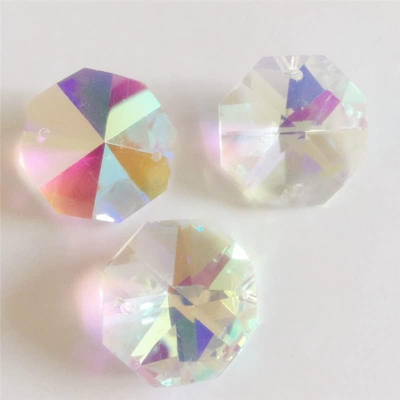 S 2000pcs PagodCrystal Chandelier Octagon Beads Clear AB 20mm,22mm,24mm,26mm,50mm Glass Crystal Beads For Curtain Chains - (Color: 24mm 550pcs/ Size: Clear 8facted Cut)