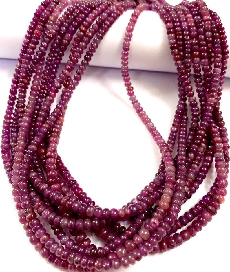 Natural African Ruby RONDELLE soomth Beads 3X4MM 18 inch Long String Jewelry Making Gemstone Beads for Necklace Bracelet