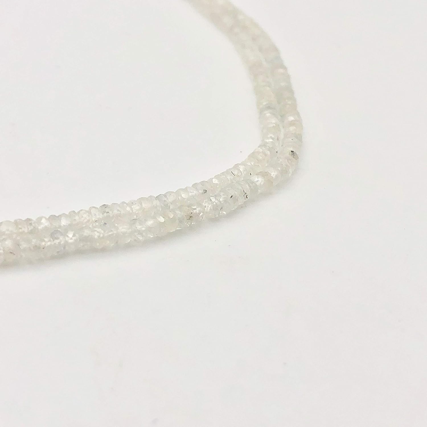 Dazzle 17cts White Sapphire Faceted 8 inch Bead Strand | 2.5x1.5-2x1mm | 3294HS for Jewelry Making