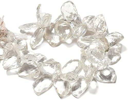 Faceted Crystal Beads, Briolette Beads, Quartz Crystal, Fancy Shape, 10mm to 13mm Each, 7 Inch Strand