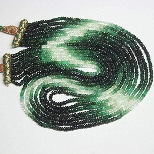 Natural Green Emerald Faceted Rondelle Spacer Micro Gemstone Craft Loose Beads Strand 20 Inch Long 4.5mm 2.5mm Code-HIGH-25955