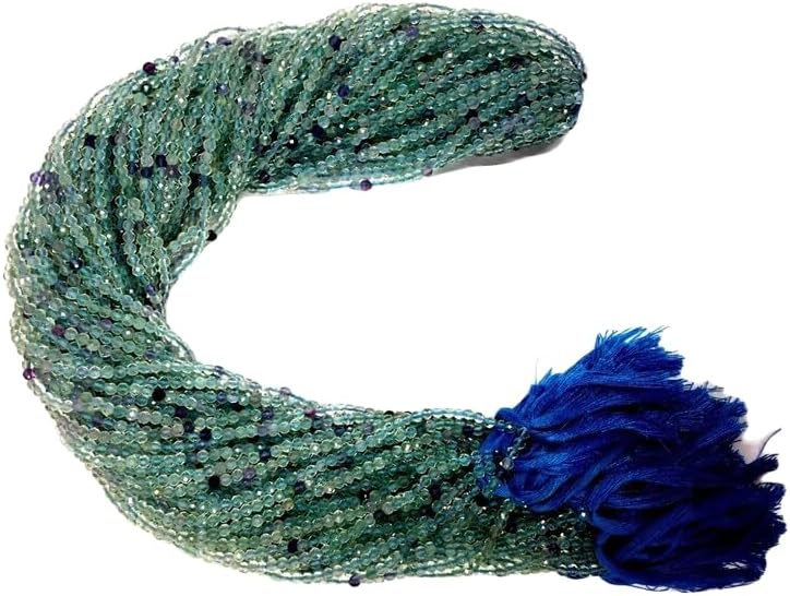 13 inch Strand of Natural gem Fluorite, 3mm rondelle Faceted Beads for DIY Jewelry Making. | Beads_03798