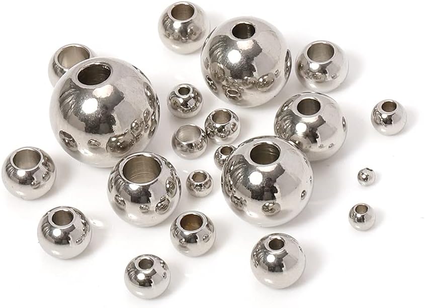 QA 100pcs Stainless Steel Spacer Loose Beads Ball 3-10mm Big Small Hole for Charms Bracelets Necklaces Jewelry Making A118 (Color : 10x5mm)