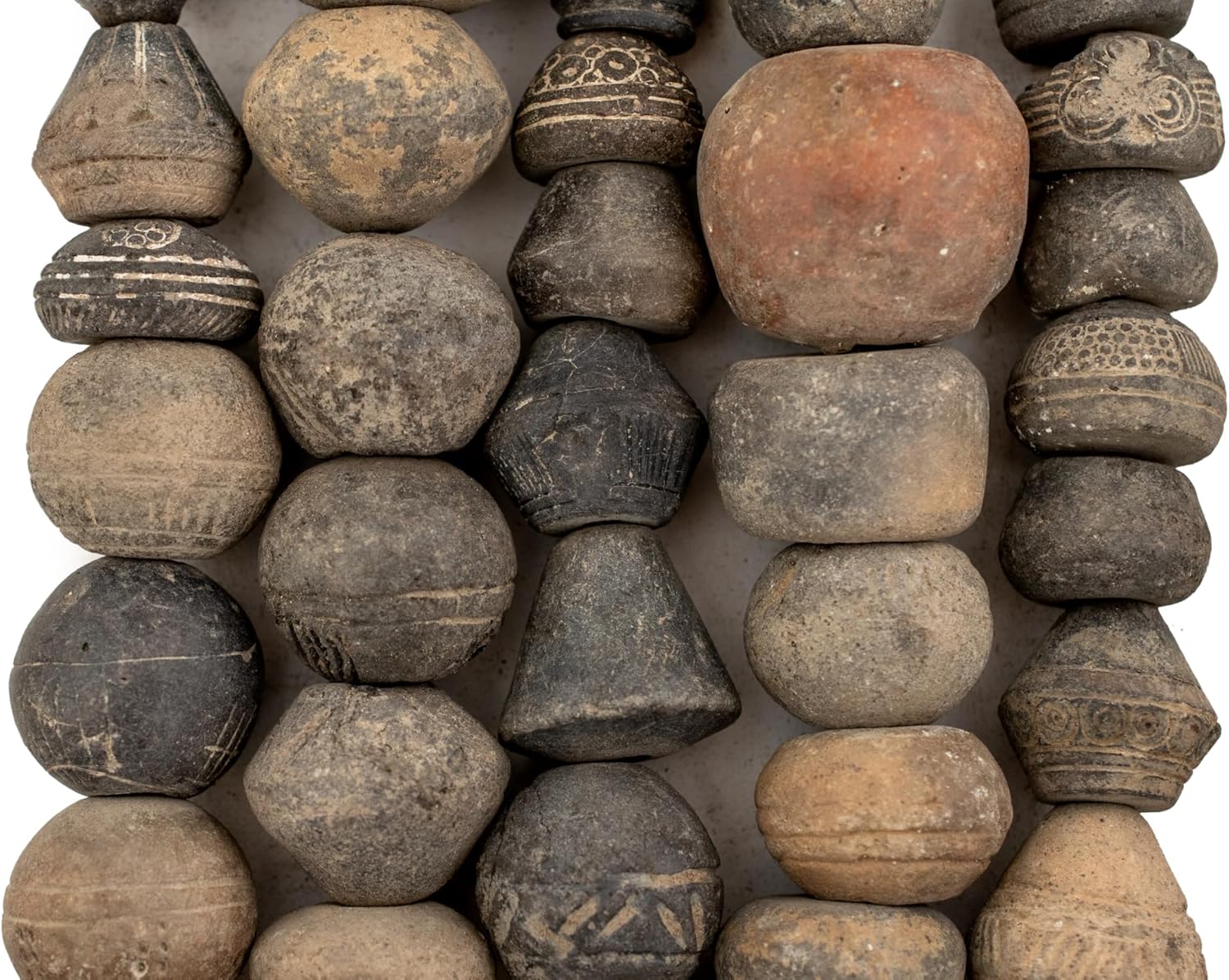 Old Jumbo Mali Clay Beads: Unique Artisan Spindle Whorl, Handmade from Mali, 36mm Diameter