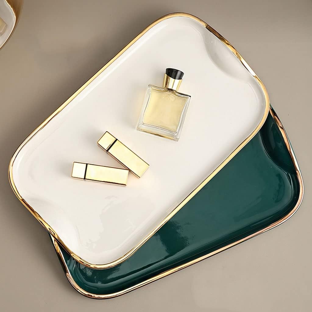 Tray Simple Rectangular Ceramic Flower Tea Cups Storage Tray Tray Home Living Room Tableware Serving Trays(C)