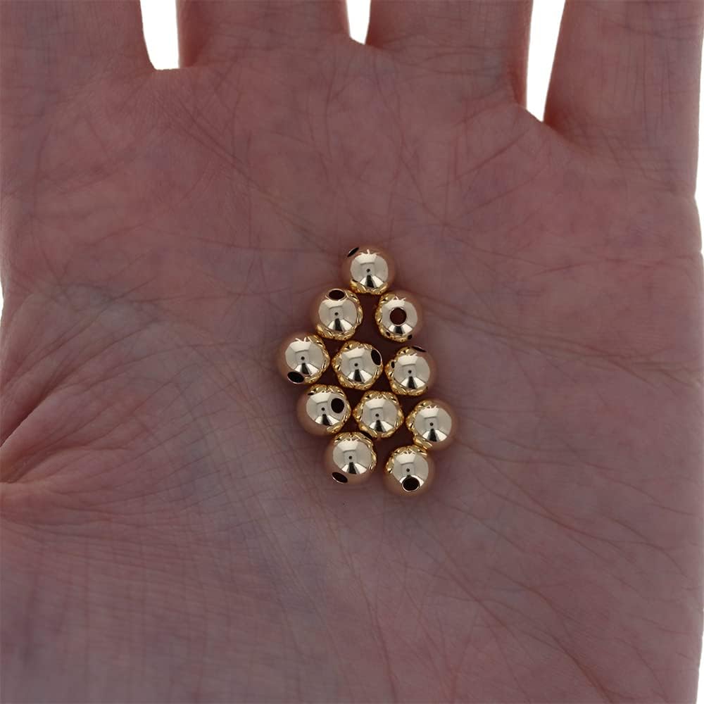 6mm Gold Filled Round Beads, 100 PCS, Seamless Gold Beads
