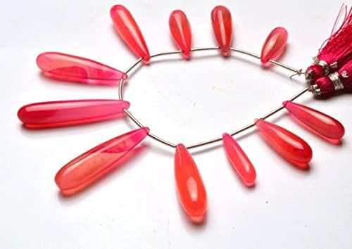 6 inch Strand of Natural Chalcedony 17-35mm Drop Smooth briolette Beads for DIY Jewelry Making. |BRIO_01641