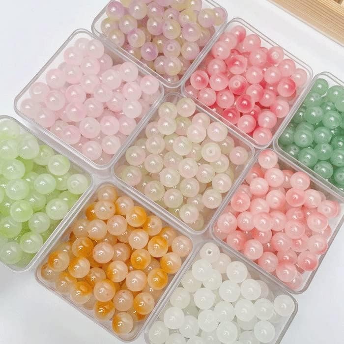 DIY String Accessories Wholesale Necklace Jewelry Beading Material 8mm Two-Color Glass Beads Loose Beads Handmade(D,12mm) (D 12mm)