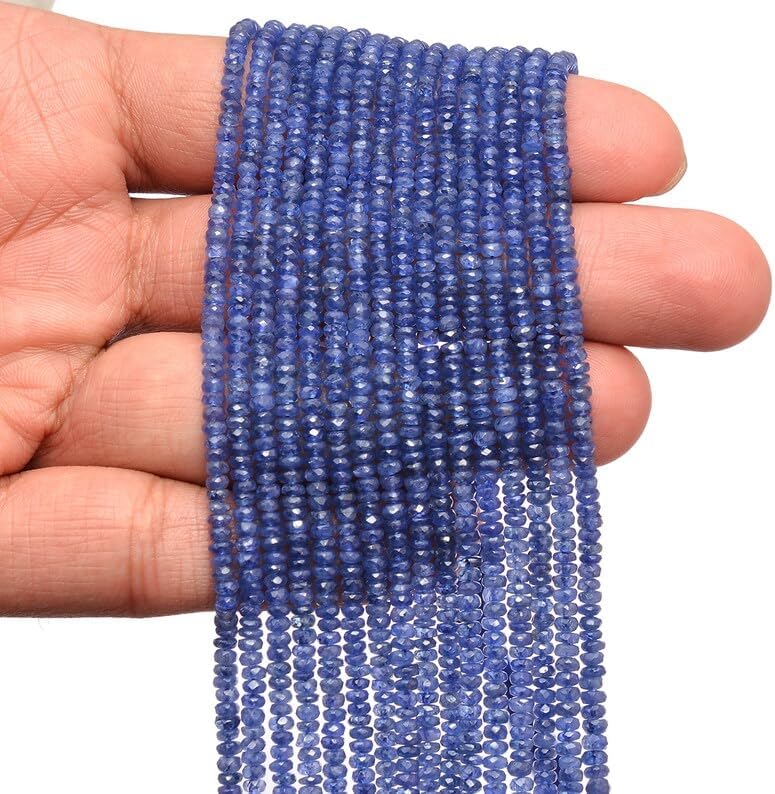 13 inch Strand of Natural gem Blue Sapphire, 2.5-3.5mm rondelle Faceted Beads for DIY Jewelry Making. | Beads_01937