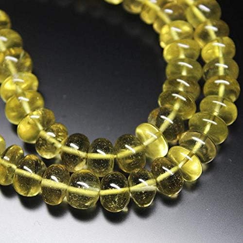 Natural Lemon Quartz Large Smooth Gemstone Rondelle Gemstone Loose Craft Beads Strand 18 Inch Long 7mm 11mm Code-HIGH-739