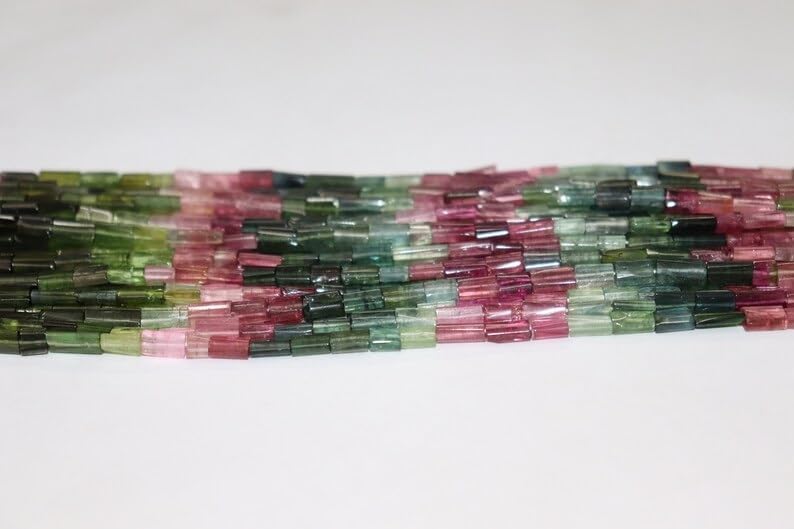 Multi Tourmaline Smooth Tube Shape Beads 5 * 10 mm Multi Tourmaline Flat Tube Tourmaline Beads Wholesale Beads for Making Jwelery