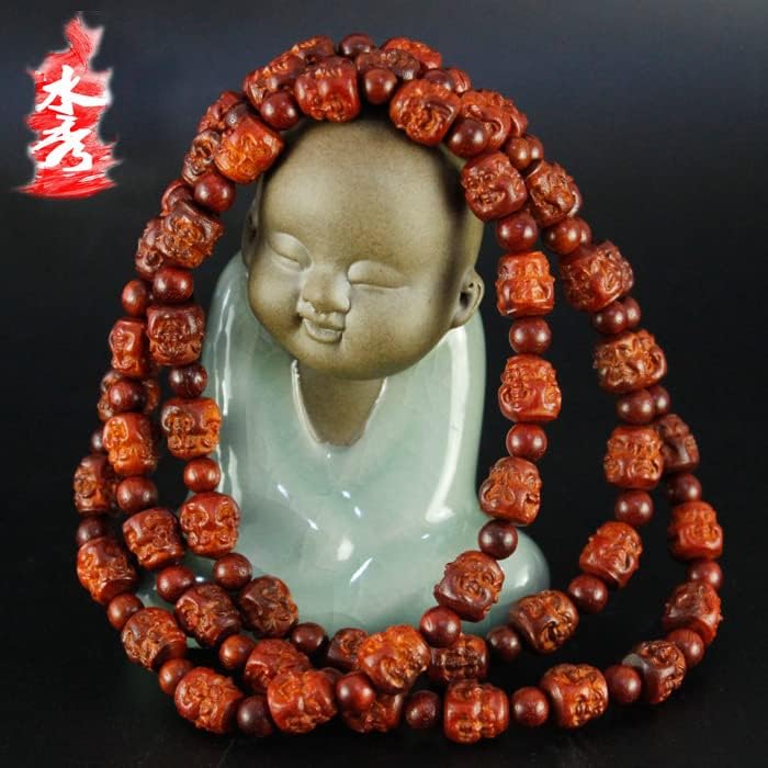 科檀雕刻四面佛手串手链 1.0 * 54 科特迪瓦小叶紫檀(科檀四面佛108颗)