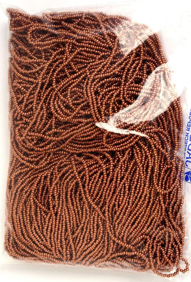 Czech Glass Seed Beads 10/0 (2.3mm Diameter) Metallic Copper Matte Strung DIY Jewelry Making Beads - 500g Bulk Bag by Preciosa (Jablonex)