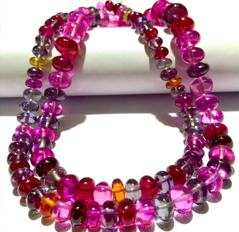 Natural Sapphire, Alexandrite roundelle Smooth Beads 6-10 MM 18 inch Long String Jewelry Making Gemstone Beads for Necklace Bracelet