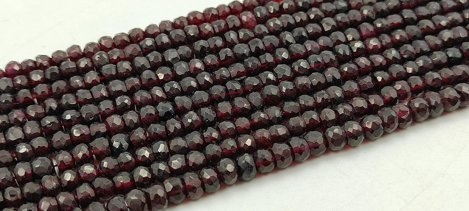 Hanumat Gems Lot of 2 Strand Beautiful Natural Red Garnet Faceted Rondelle Shape Gemstone Beads,Garnet Rondelle Beads,Garnet Faceted Beads,5.00-6.00 MM Beads,13 Inches Strand