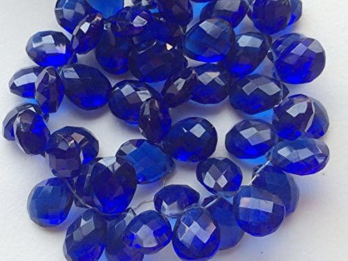 1 Strand Natural Blue Mystic Quartz, Hydro Cobalt Blue Color, Faceted Pear Beads, Blue Hydro Necklace, 7x10mm Each, 8 Inch