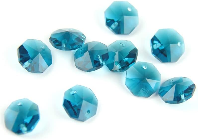 Hanging Crystals Prisms Blue 14mm Octagon Beads 100pcs/1000pcs Material Window Accessories Crystal Prisms Hangings Crystals for Decoration(1 Hole,1000pcs)