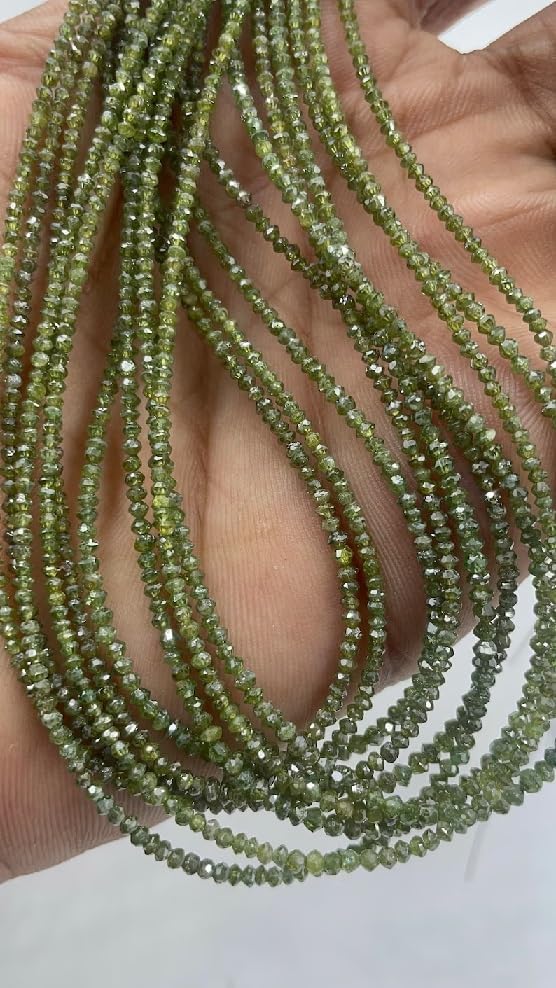 Natural Green Diamond Faceted Beads 2-2.5MM Rare Diamond Beads for Jewelry Making