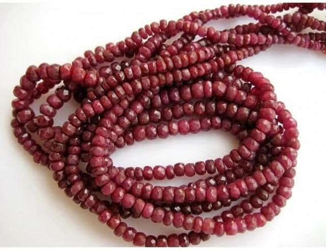 Natural Ruby Beads, Micro Faceted Rondelle Beads, 5mm to 3mm Beads 19