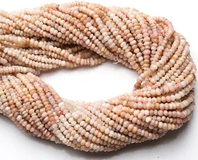 Natural Peruvian Shaded Pink Opal Micro Faceted 3MM Rondelle Beads 13'' Long lot of 10 Strands CHIK-STRD-96176