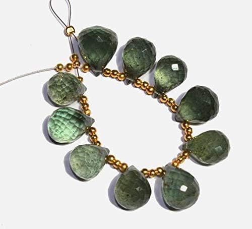 Natural Moss Aquamarine Faceted Teardrop Briolettes Size 12x9-14x12 mm 4 Inch Long Strand. Code-HIGH-40915