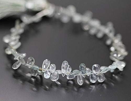 1 strand blue moss aquamarine pear drop faceted 4'' long strand gemstone beads, jewelry supplies for jewelry making, bulk beads, for meditation jewellery gemstone 7mm to 8mm