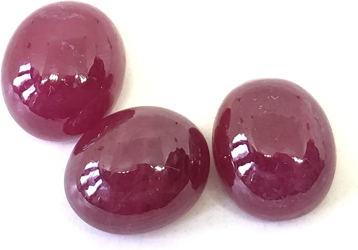 20 Ct Deep Red Ruby Oval Shape Cabochon Size 11x9 mm Valuable 3 Pieces Set Loose Gemstone Best For Making Earring, Ring, Pendant Jewelry Set