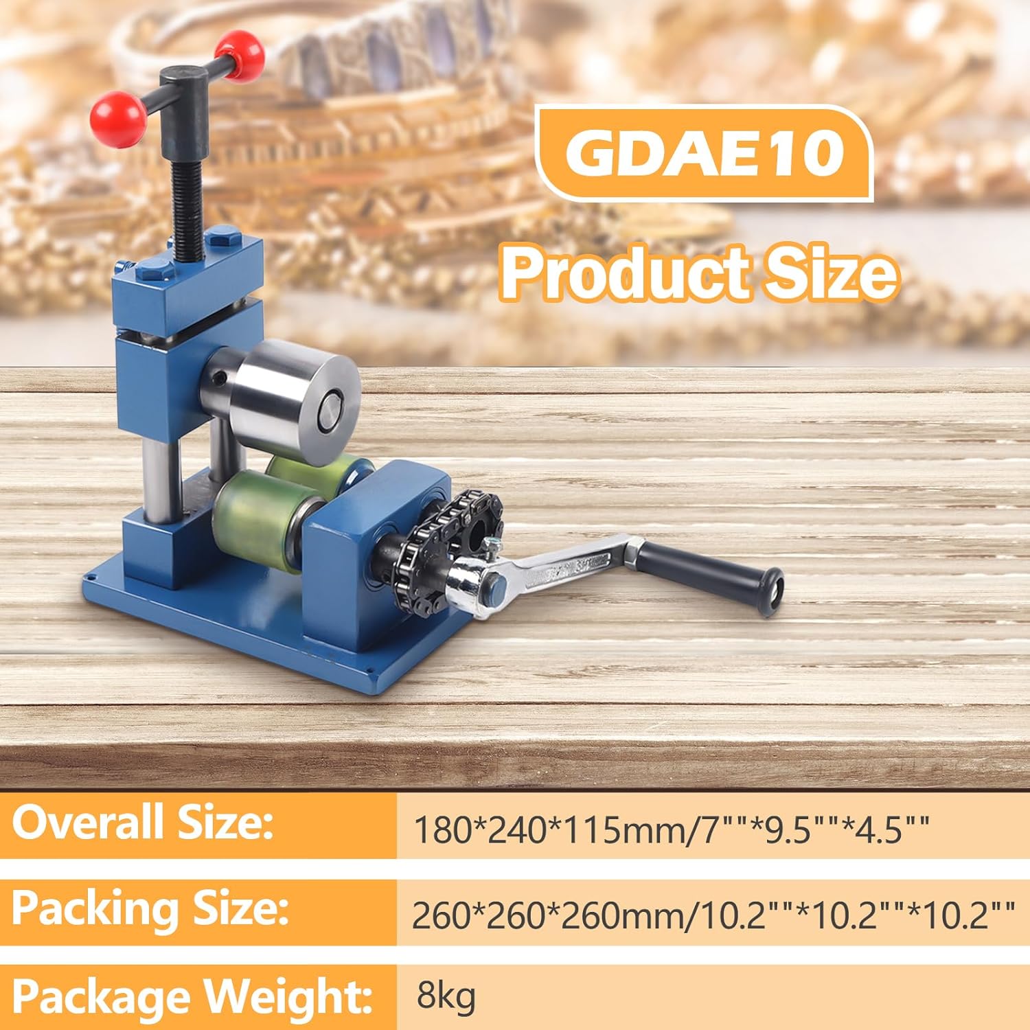 MuChaIOAK Hand Crank Ring Bending Machine, Ring Earring Bending Machine Easy to Use 2 in1 Jewelry Press Brake Forming Machine Tools for Bracelet, Earring, Processing Ring, 7