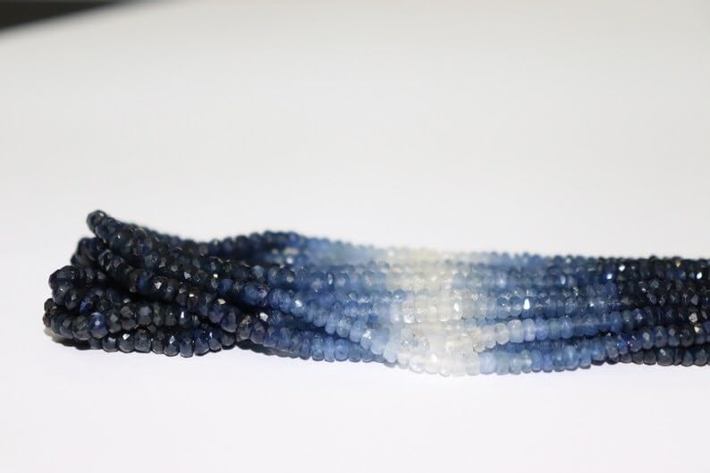 2.5-3mm Natural Blue Sapphire Faceted Rondelle Beads Blue Sapphire Rondelle Wholesale Beads 10 Strand for Jewelry Making