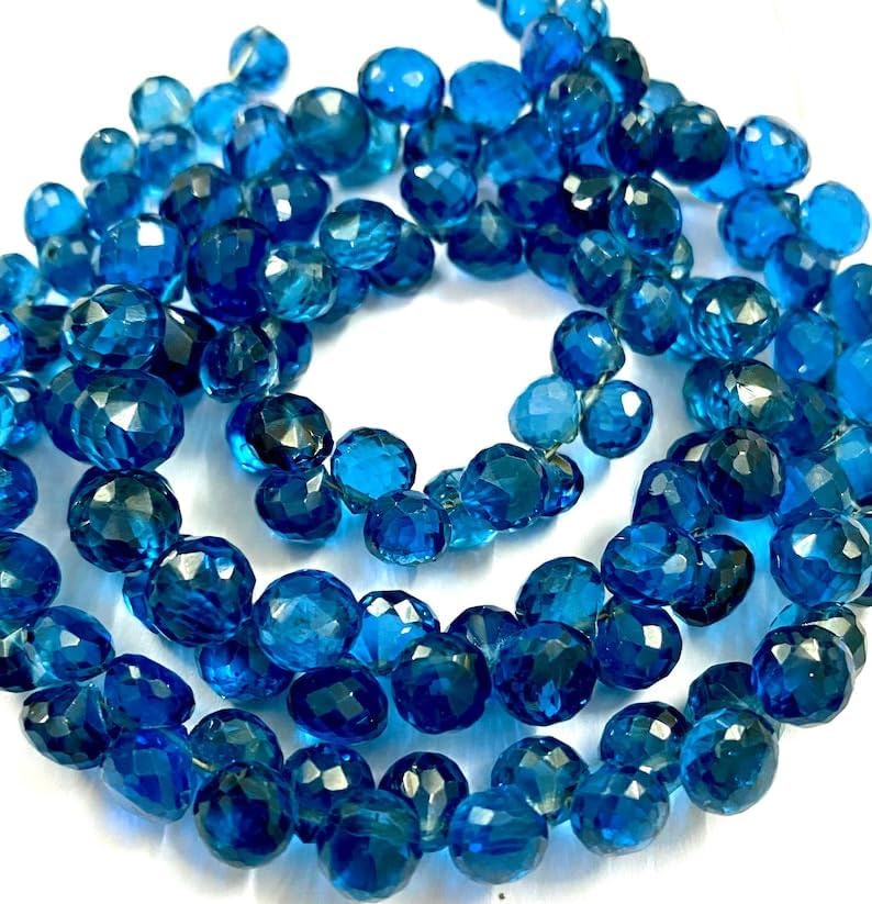 Natural Blue Spinel Onion Faceted Beads 6X8-7X8MM 18 inch Long String Jewelry Making Gemstone Beads for Necklace Bracelet