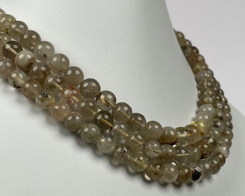 Natural Natural Golden Rutile Quartz rondella Smooth Beads 7-8mm 18 inch Long String Jewelry Making Gemstone Beads for Necklace Bracelet