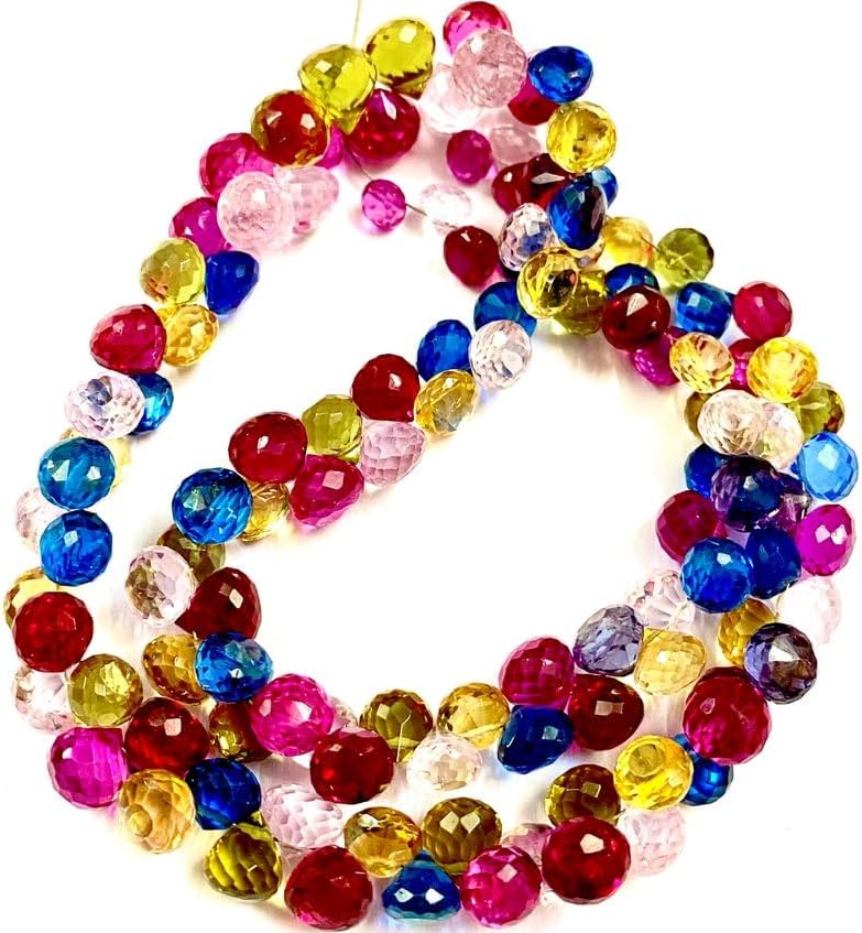 Natural Multi Sapphire Onion facated Beads 6-8 MM 21 inch Long String Jewelry Making Gemstone Beads for Necklace Bracelet