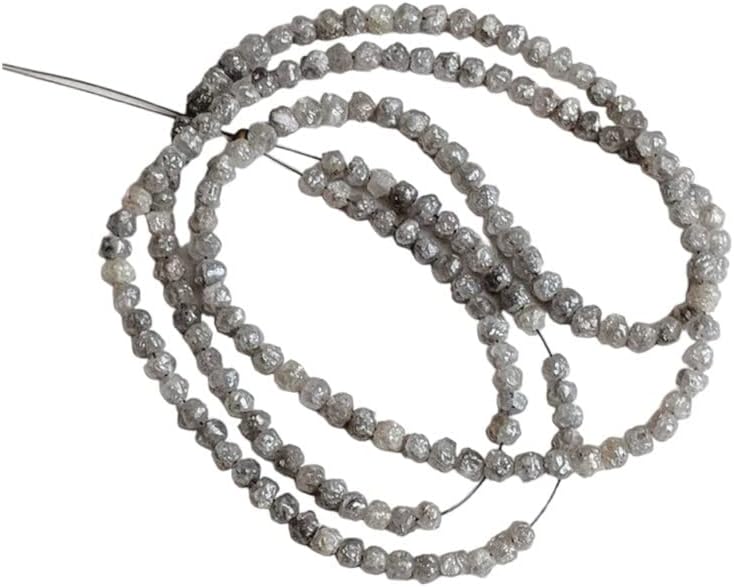 2.5mm Perfect Natural Round Gray Raw Diamond Beads, Rough Diamond Rondelle Beads, Gray Diamond Beads, Diamond For Jewelry (4IN To 16IN), 2.5 MM Approx.