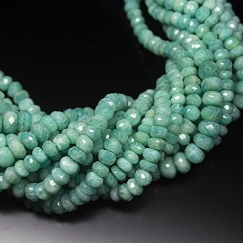 13 inch Strand of Natural gem Green Amazonite, 7-8mm Rondelle Faceted Beads for DIY Jewelry Making. | Beads_04015