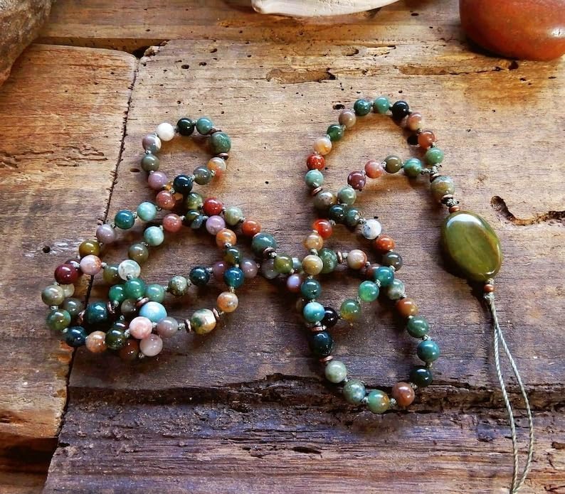 Natural Multi color Fancy Jasper 8mm 108 Mala Beads, Spiritual, Meditation Beads, Reiki, Japa Mala, Buddhist Prayer Beads, Yoga Bracelet, healing beads LKMALA-RRGU-1497