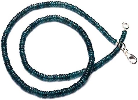 Natural Rare Gemstone Orissa India Green Color Kyanite 5MM Faceted Heishi Beads 18 Inch Full Strand Fine Qulaity Complete Necklace