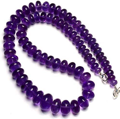 Natural Gemstone African Amethyst 8 to 15MM Smooth Rondelle Beads 18 Inch Full Strand Fine Quality Dark Purple Color Finished Necklace