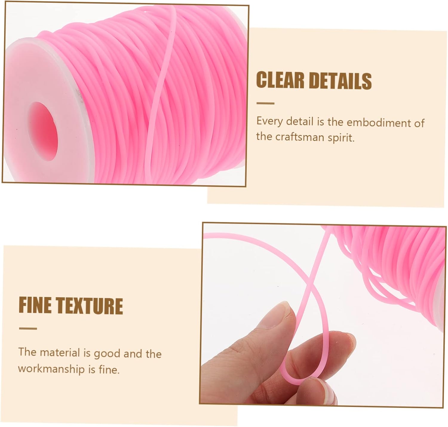 3 Rolls PVC Beaded Rope Elastic Bracelets Stretchy Bracelets Stretch Bracelets Stretchy Choker Cord for Necklace Bracelet Making Beading Thread Necklace Cords Hollow PVC Rubber (Pinkx3pcs 5000