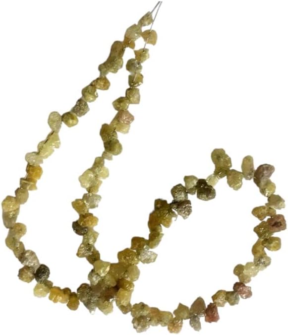 3.5-6mm Yellow Rough Diamond Drops, Yellow Raw Diamond Beads, Yellow Diamond Briolettes, Conflict Free Diamonds For Jewelry (4.5IN To 9IN), 3.5-6 MM