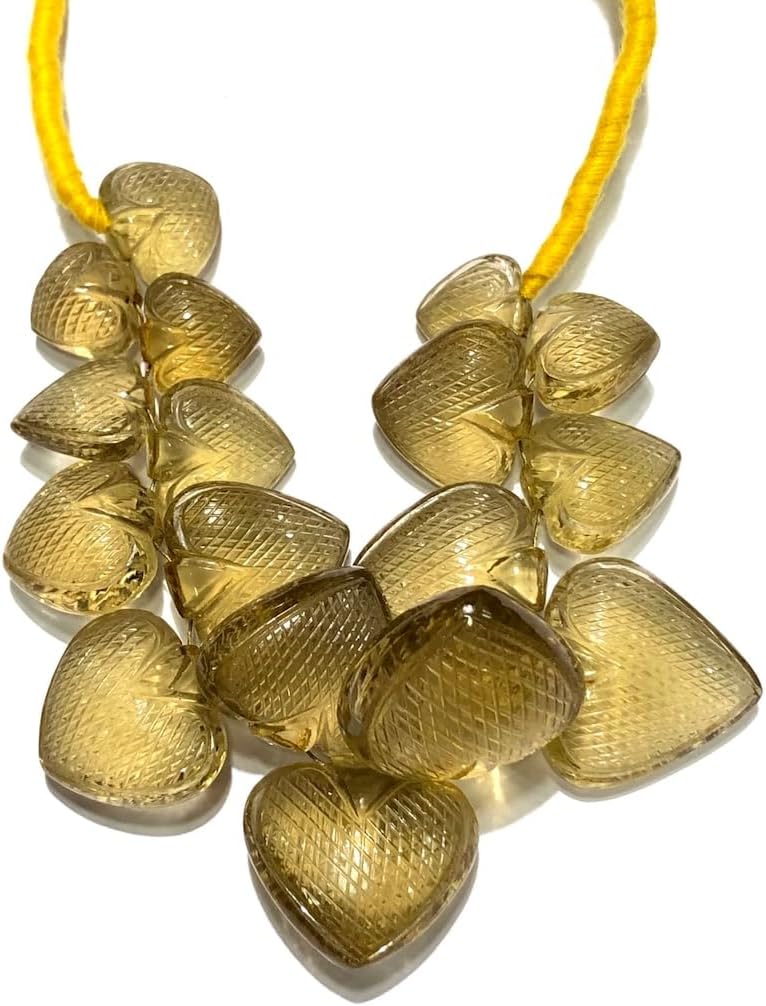 Natural Lemon Quartz Hert Smooth Beads 14x15-15x20mm 8 inch Long String Jewelry Making Gemstone Beads for Necklace Bracelet