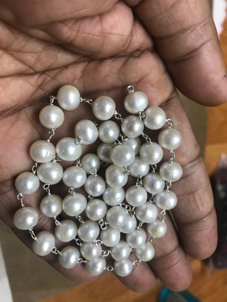 Natural WHITE PEARL roundelle smooth Beads 8-MM 21 inch long string jewelry making gemstone beads for necklace bracelet