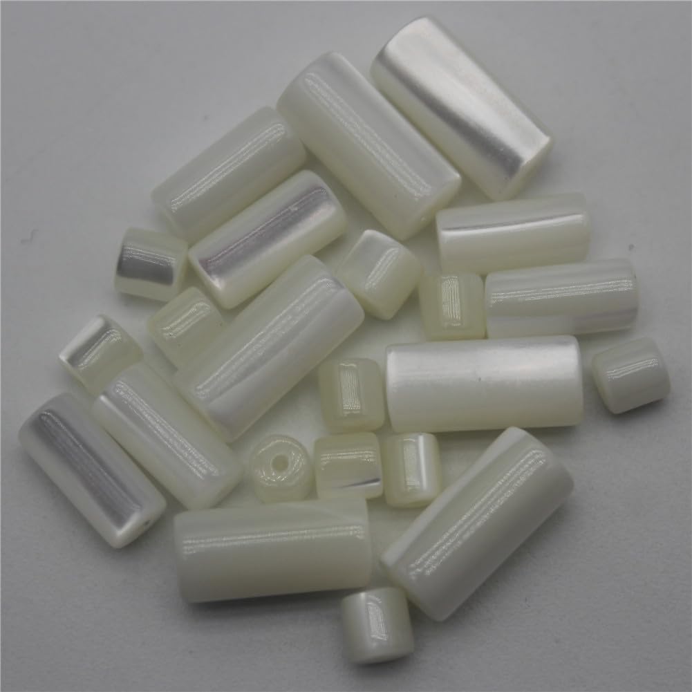 Natural Shell Beads White Mop Straight Tubular Loose Spacer Bead for Jewelry Making DIY Necklace Earring 4X8mm 1000 Pieces