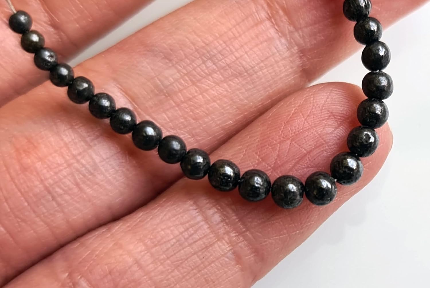 Natural Black Smooth Polished Round Diamond Bead, 2-3.5 mm Rare Diamond Ball Shape Bead for Necklace (6 Pcs To 12 Pcs) - APKJ2