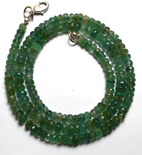1 Strand Natural 19 Inches Stands AAAA Gems Quality 100% Natural Emerald Transparent Faceted Roundels Beads Necklace 4 TO 6 MM