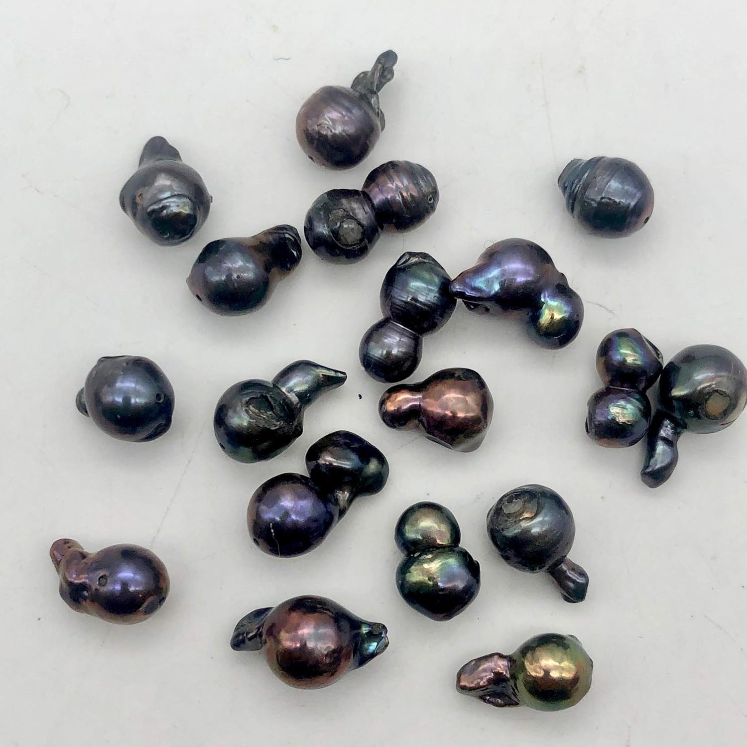 Amazing! Each Pearl one of a Kind Black Peacock Fireball Pearl Strand for Jewelry Making