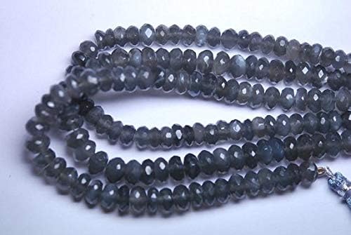 14 Inch Strand,Finest AAA Quality Dark Grey Moonstone Faceted Rondelles,7-8mm Size Code-HIGH-57804