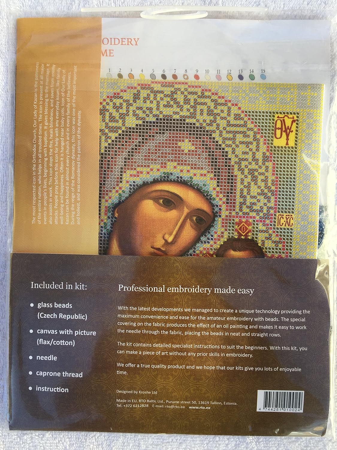 Bead Embroidery Kit DIY Icon Our Lady of Kazan 7.5